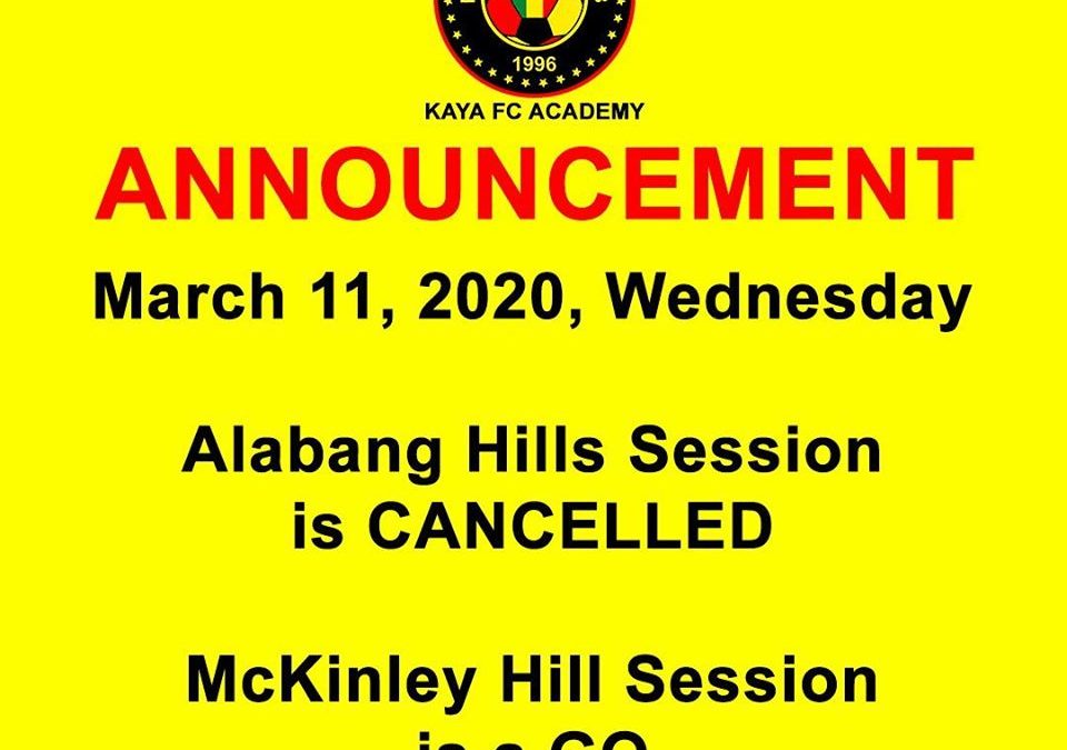 Training Update – March 10, 2020