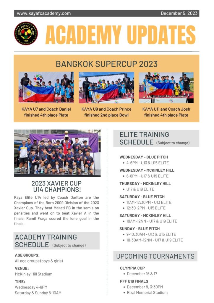 December 5 Academy Updates