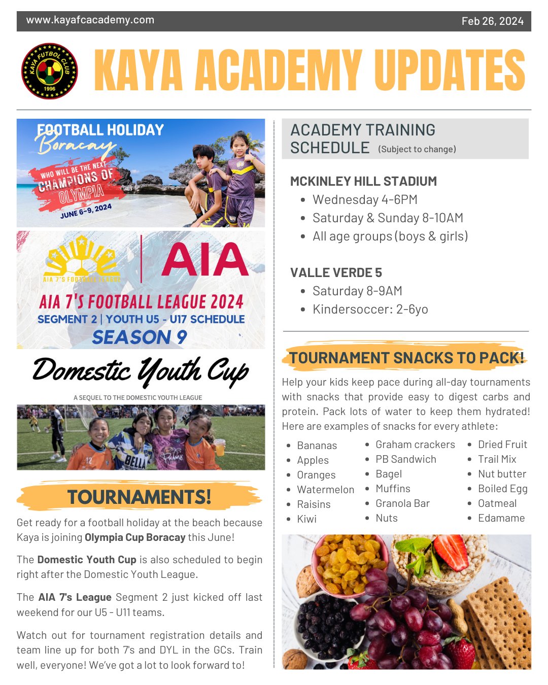 Kaya FC Academy Updates - February 26, 2024