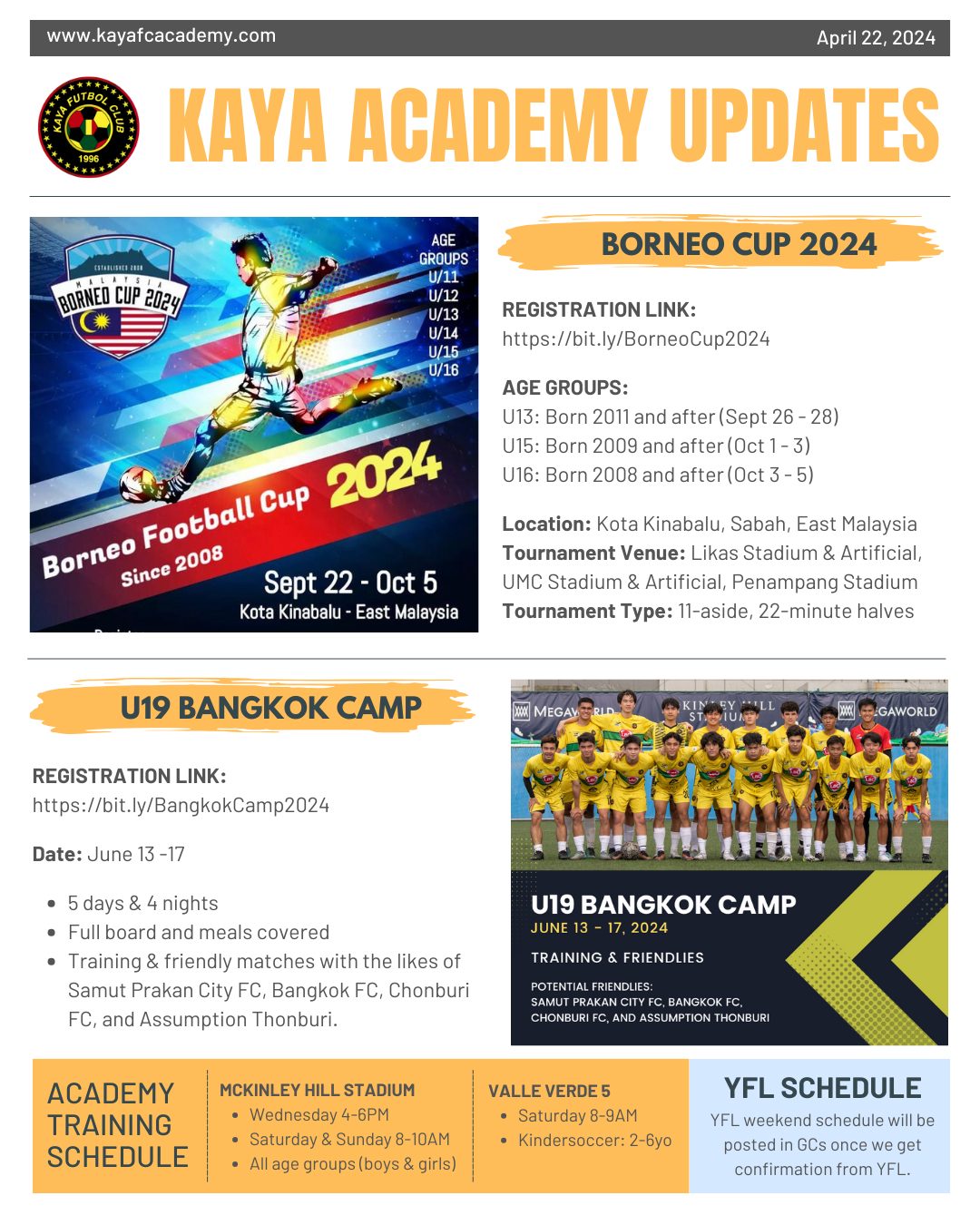 Kaya FC Academy Updates April 22, 2024