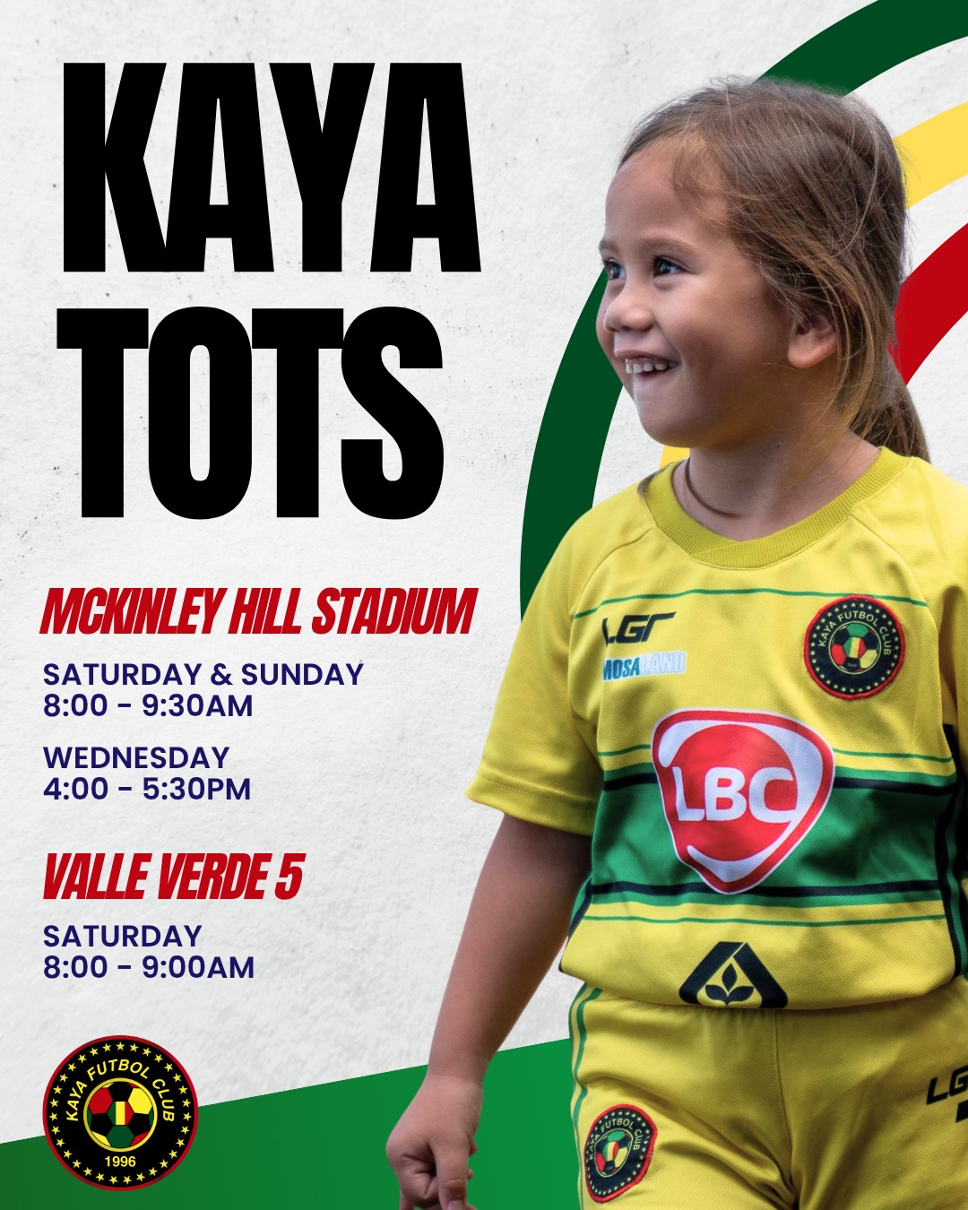 Updated Kaya FC Academy Training Schedule
