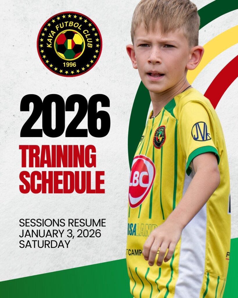 Kaya FC Academy Training Schedule 2026 as of January 2, 2026