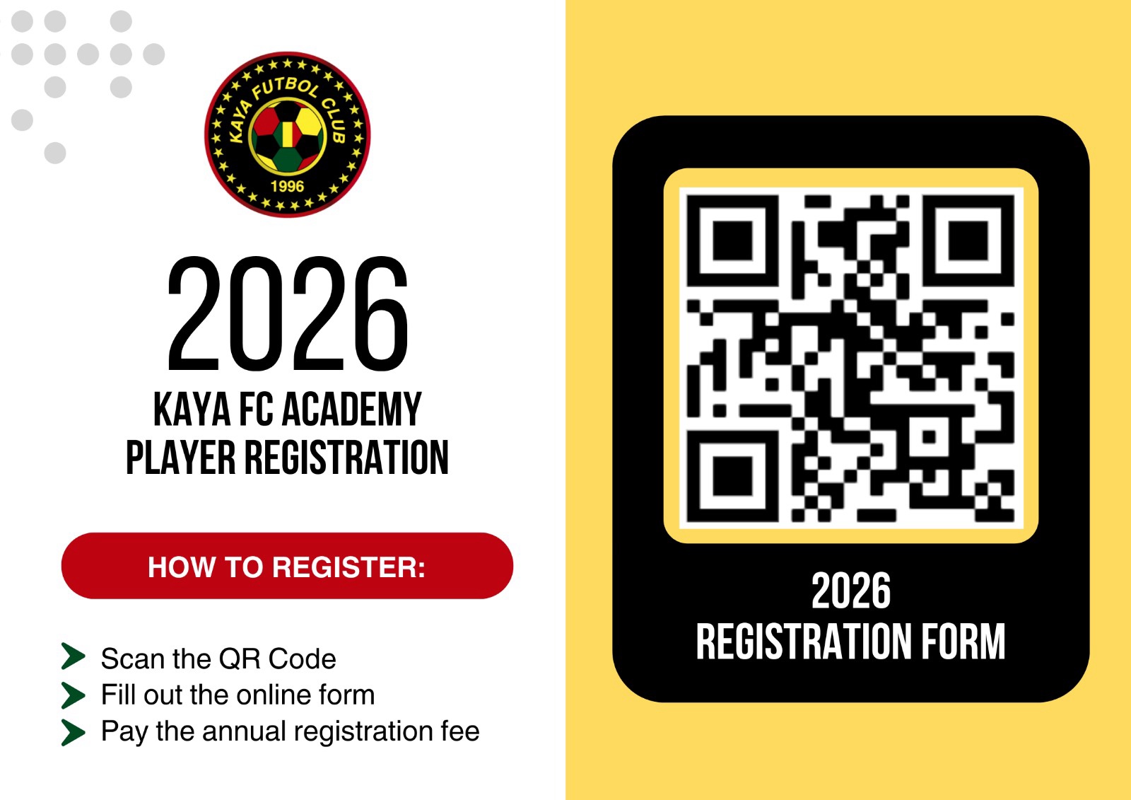 Kaya FC Academy Player Registration 2026